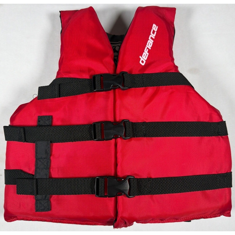 Defiance Life Jacket Youth Universal Red Excellent‎ USCG Type III PFD Vest 1701Y
